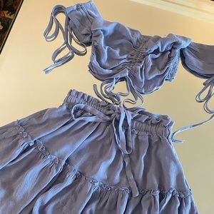 Two Piece Blue Party Set, strapless top and skirt